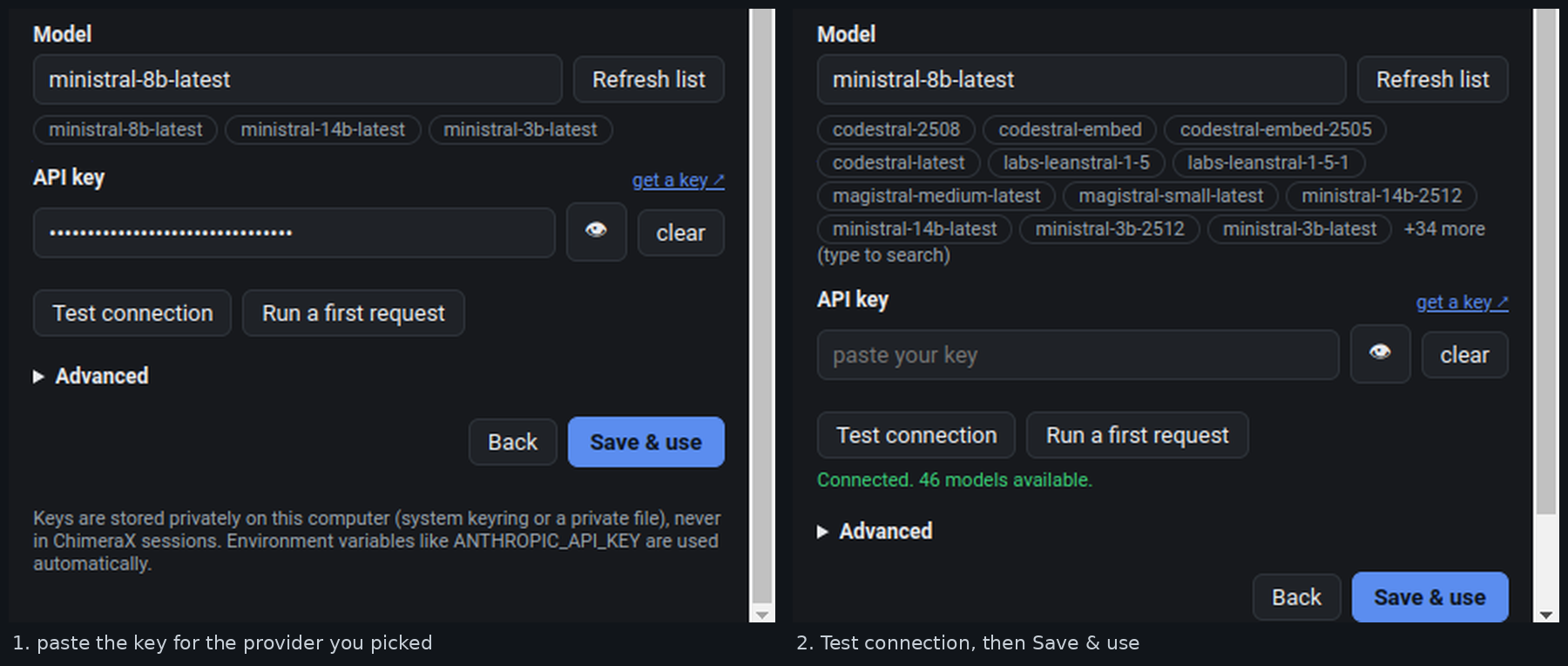 Settings page